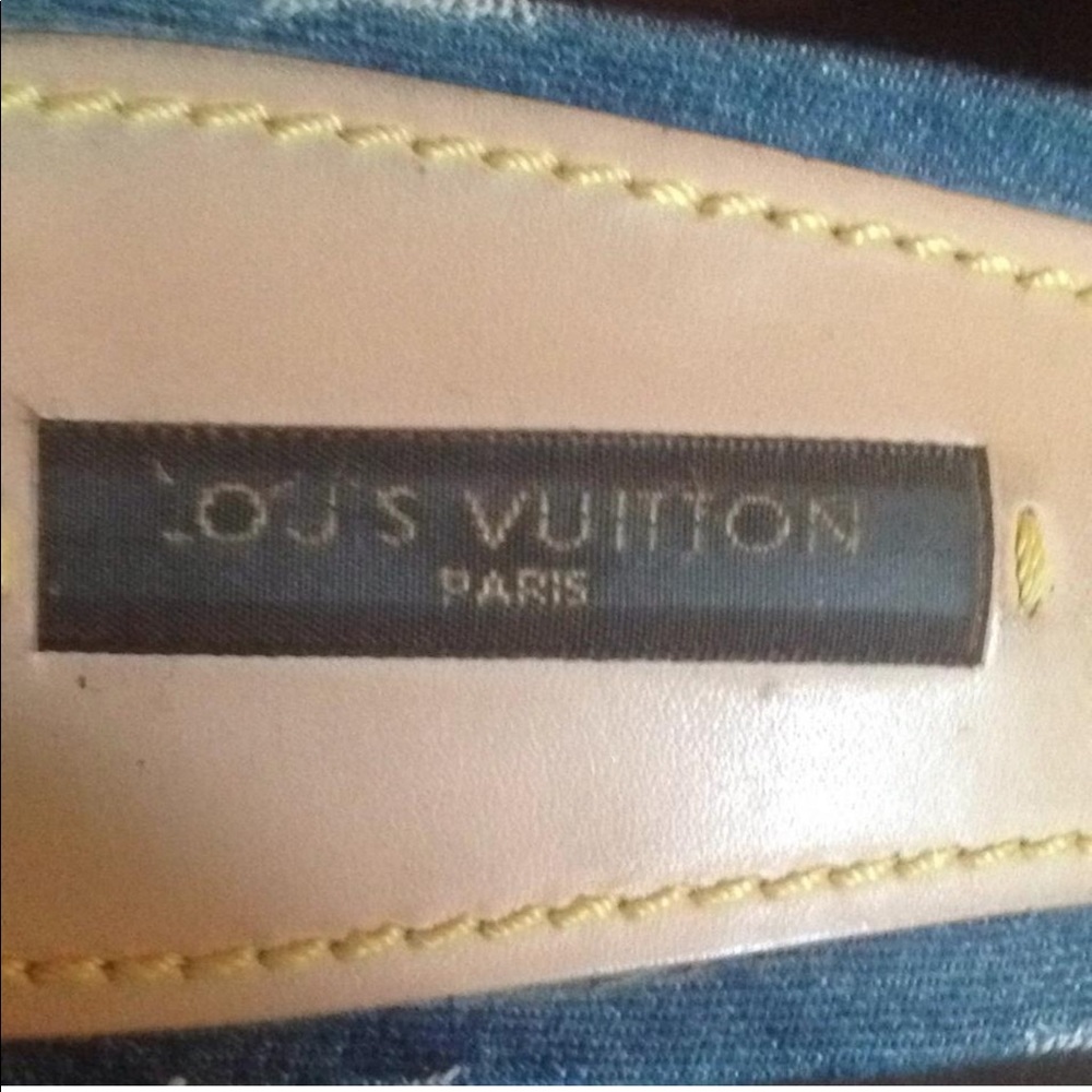 Louis Vuitton Denim Heels Mules Shoes Slides Bow - Picture 4 of 8